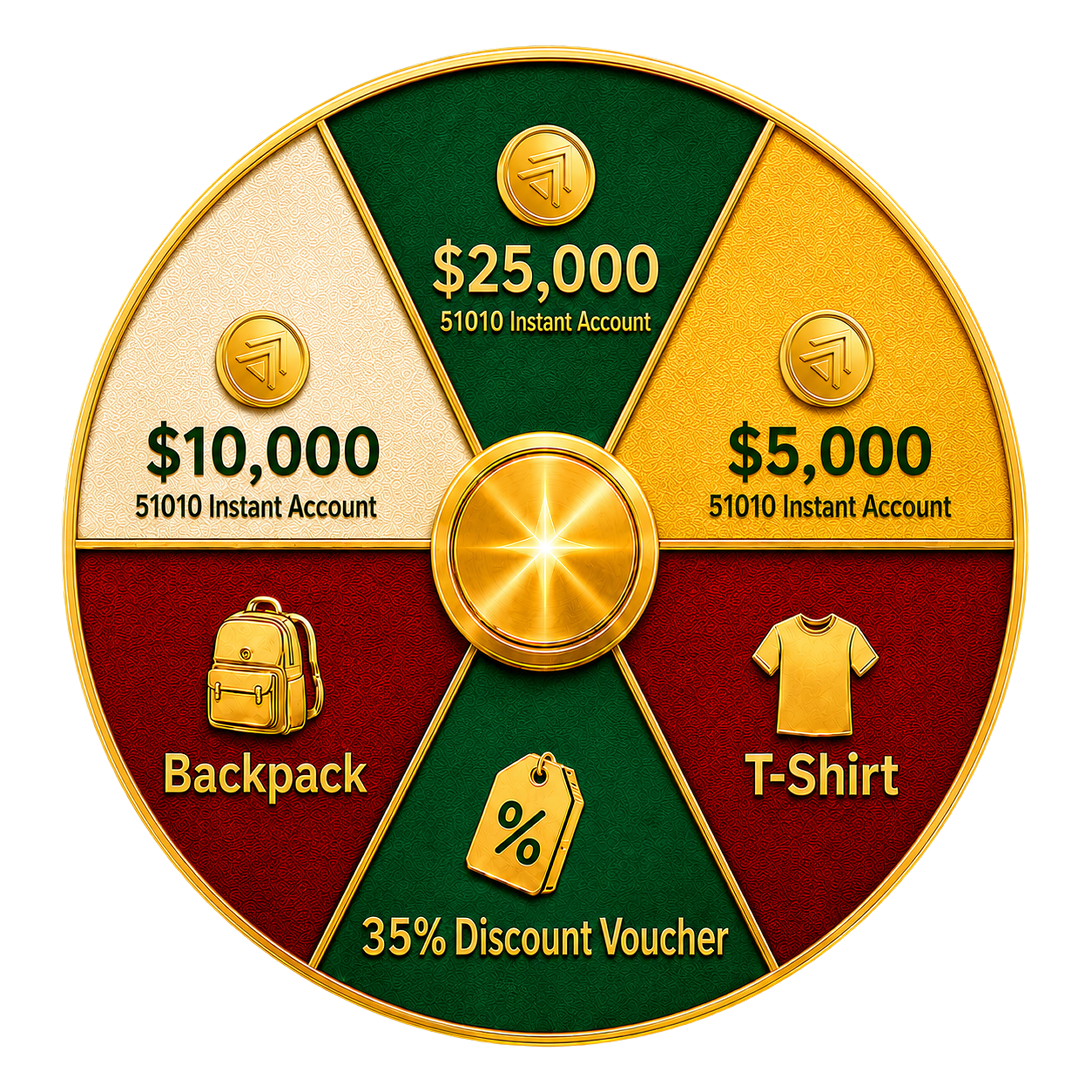Lucky spin wheel with 6 prizes